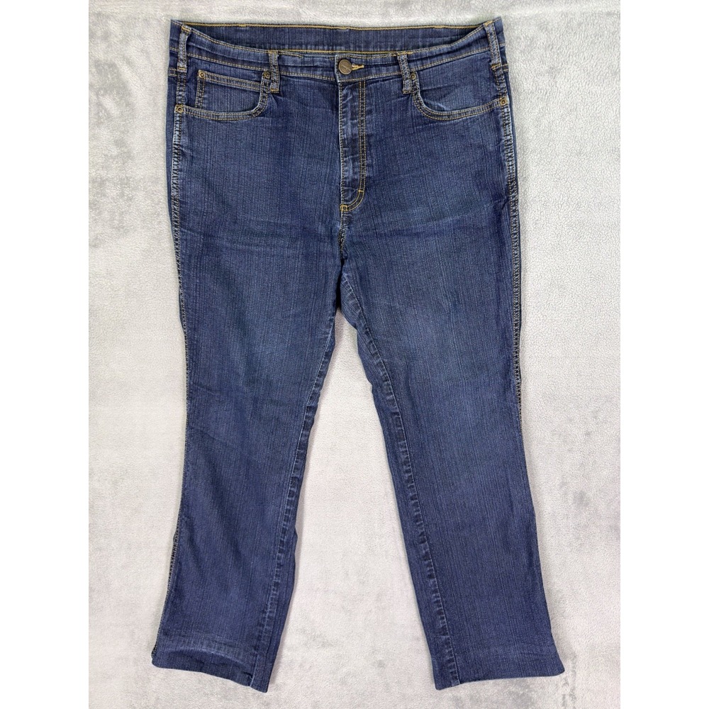 Wrangler Jeans Mens 38x32 Blue Bootcut Slim Texes Dark Wash Denim Mid Rise